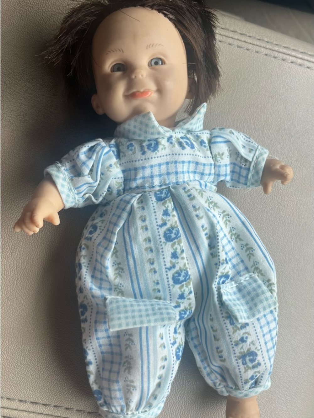 Vintage GI-GO Blue Floral Baby Doll with Removable Outfit